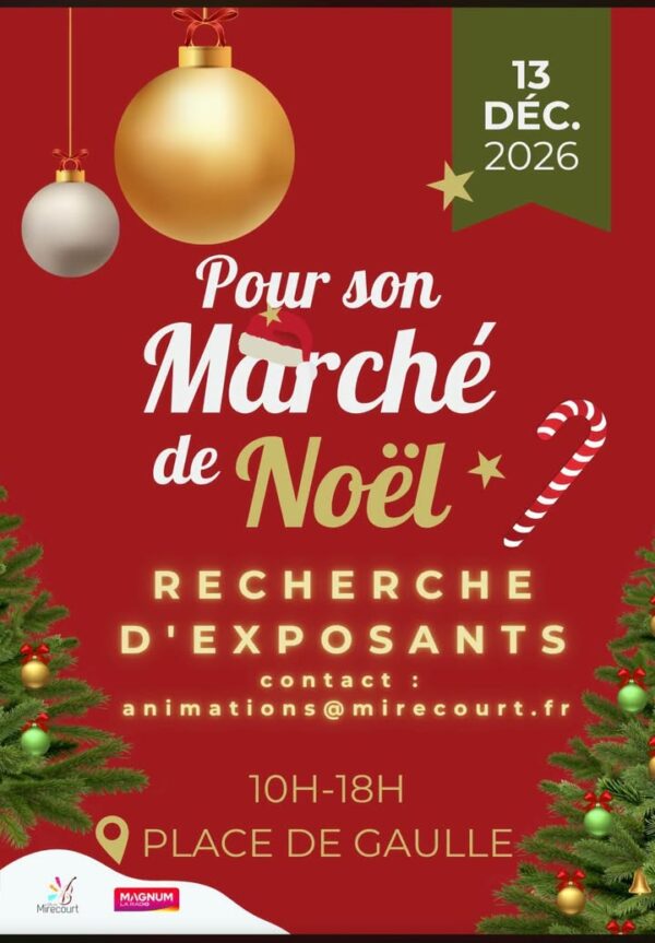 🎄✨ Le Marché de Noël de Mirecourt revient le dimanche 13 décembre 2026, de 10h…
